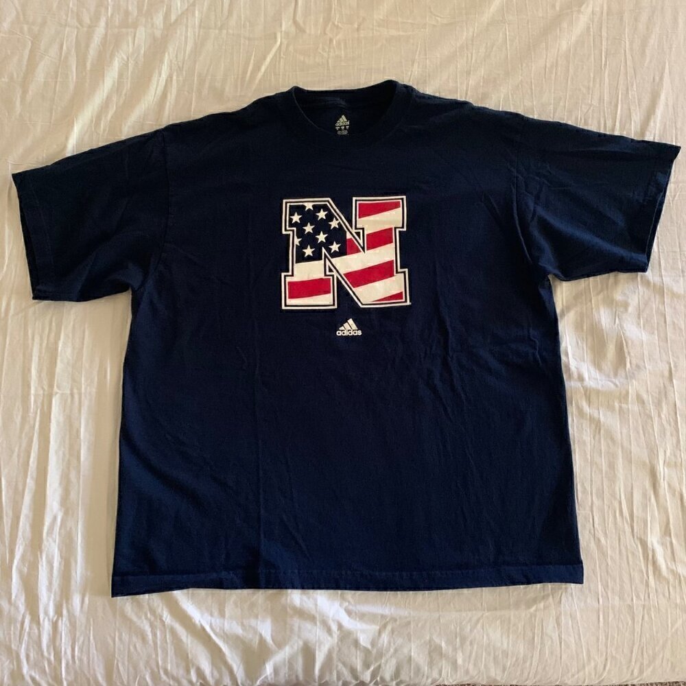 Navy Midshipmens NCAA Navy Blue Adidas Patriotic Crewneck Shirt Mens XL